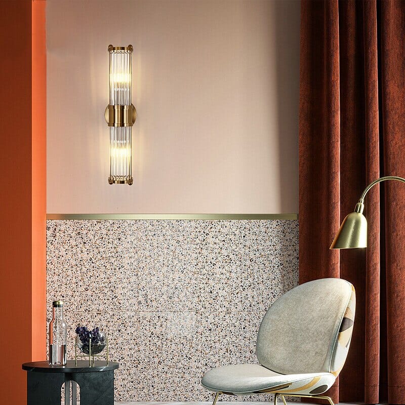 Crystal wall lamp gold finish detail