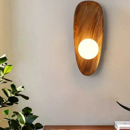 Wood wall light for modern living areas