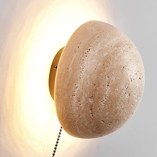 travertine wall lamp close-up travertine texture detail