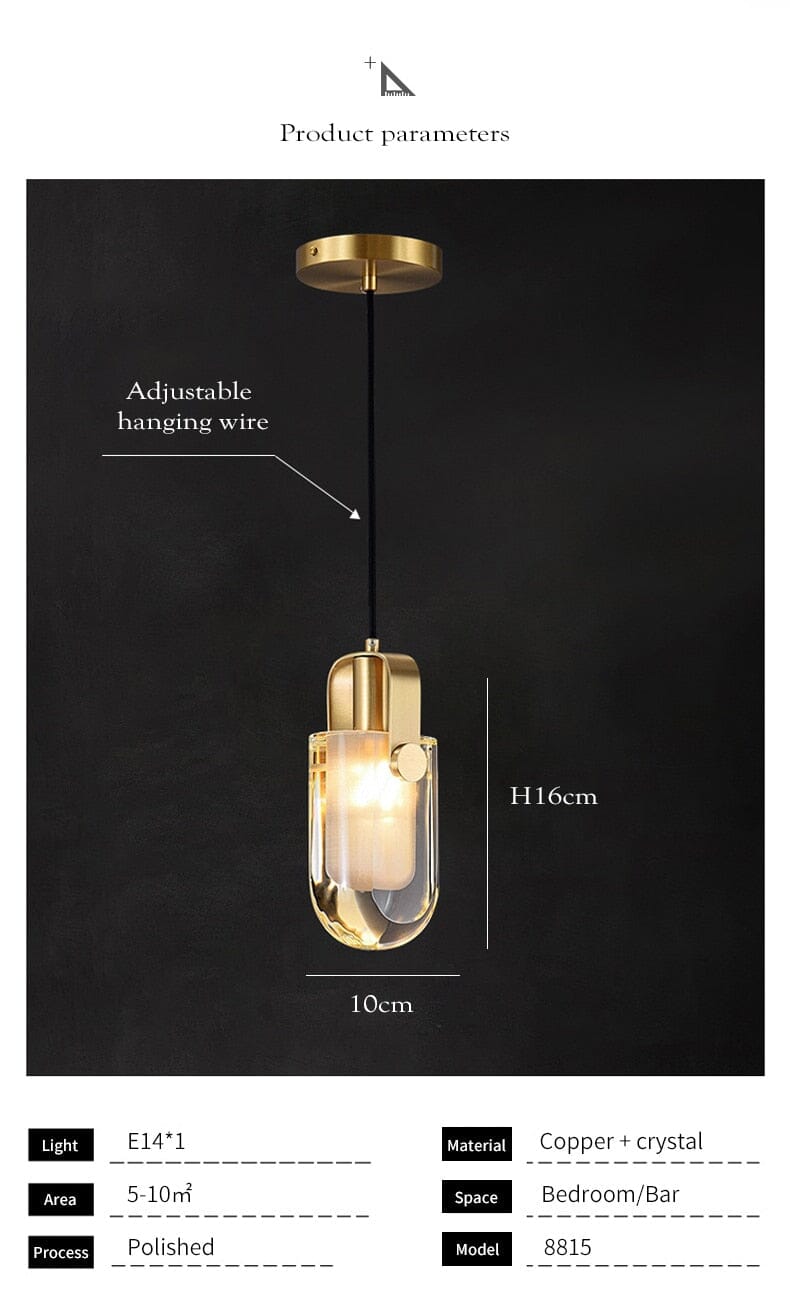 crystal pendant light with gold lampshade for dining area lighting