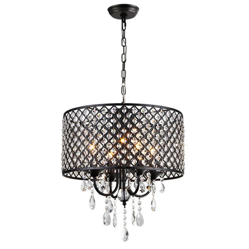 Black Crystal Chandelier Iron Finish Design