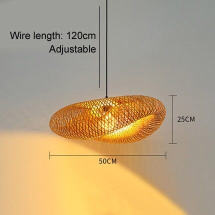 Wicker pendant light detail of weave pattern
