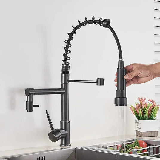 Rose Gold Black Kitchen Faucet Detail