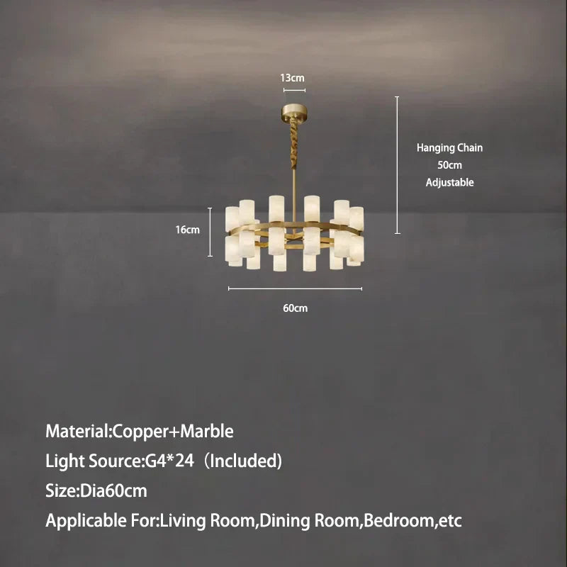Copper and marble hanging lamp fixture