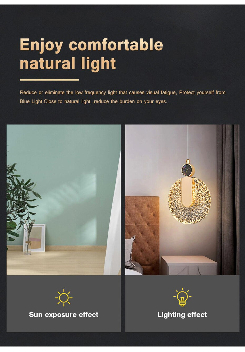 Round Crystal Pendant Light Bright LED Illumination - OpalDwell