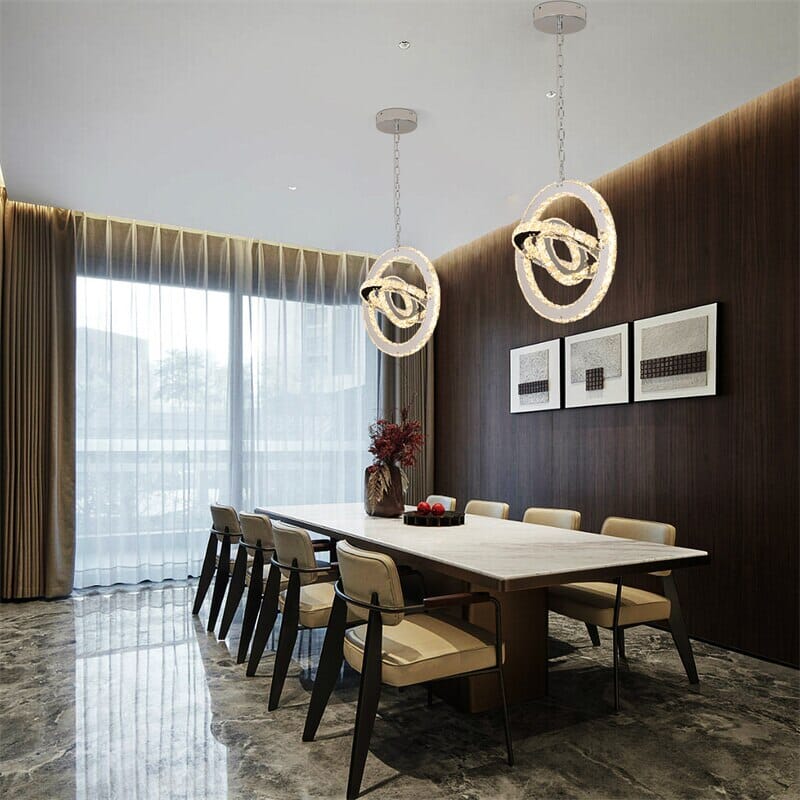 LED ceiling lamp with brushed stainless steel accents