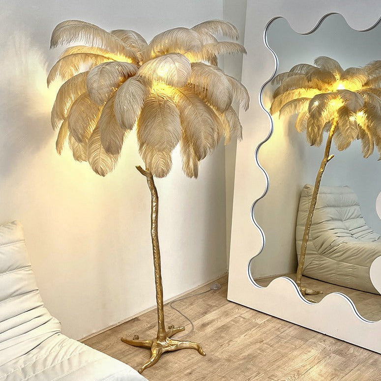 Feather floor lamp for hallway