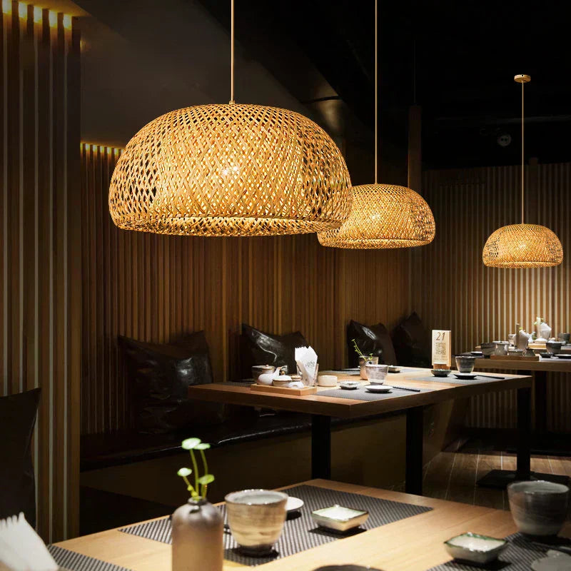 Bamboo pendant for restaurant ambiance
