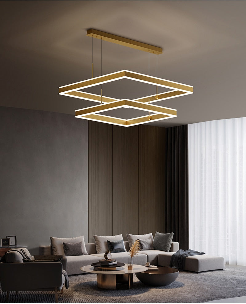 AstraLuxe LED Chandelier – Polished Gold Black Finish
