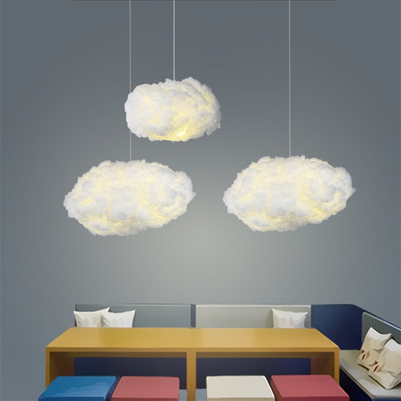 Fabric pendant light warm glow