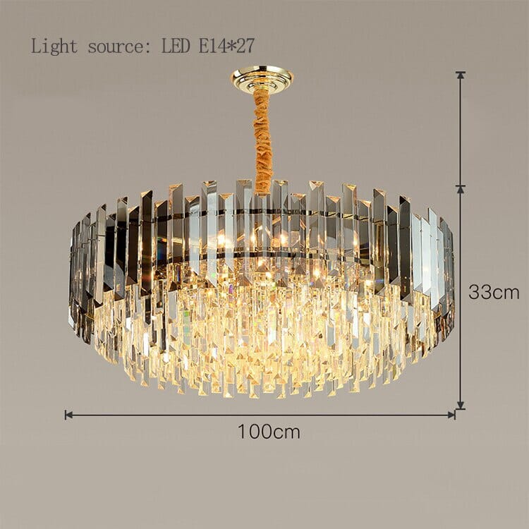 Liora Round LED Lamp With Golden Crystal for Bedroom