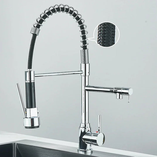 Dual Kitchen Mixer Tap stainless steel finish