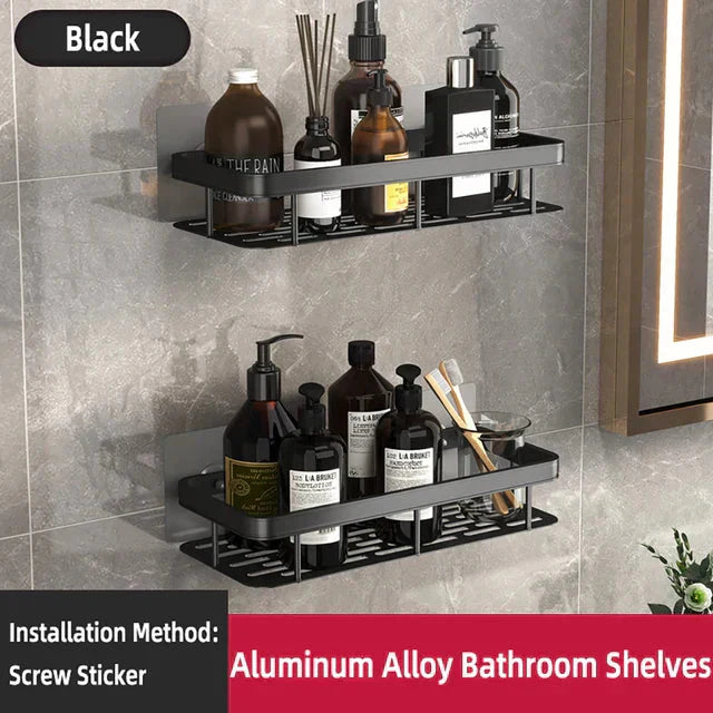 Corner bathroom shelf for modern bathroom decor - wall-mounted no-drill install