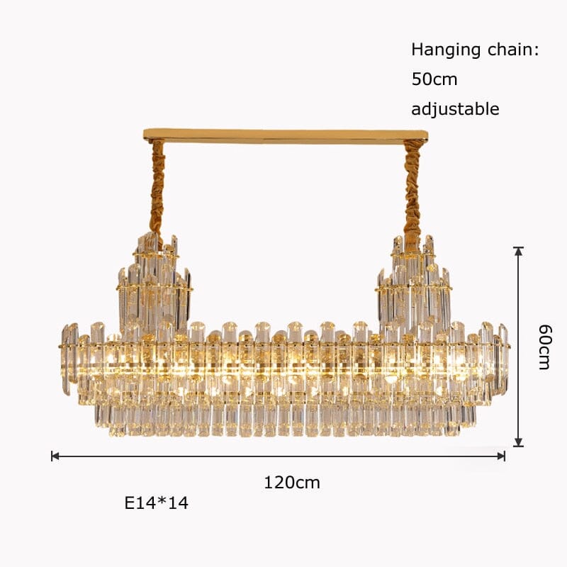 Brass Chandelier Close-Up of Crystal Detailing
