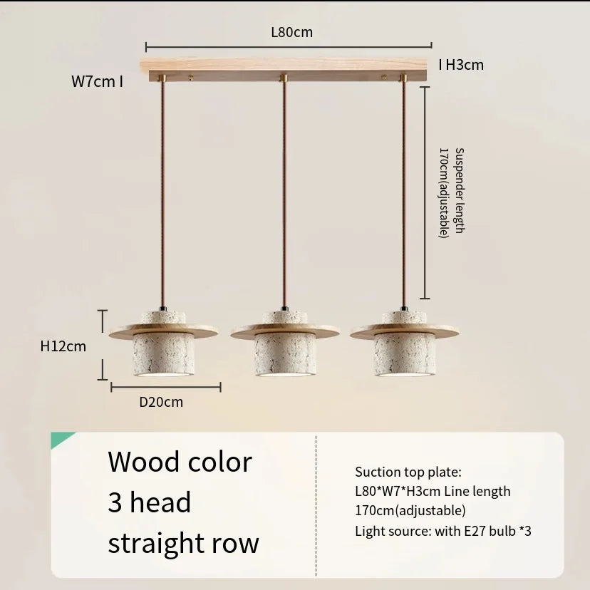 Wood Pendant Light Full Fixture Front View