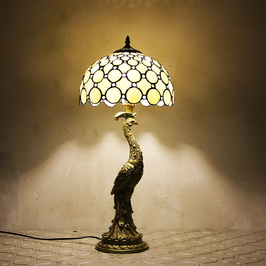 Aurena stained glass mosaic table lamp full view