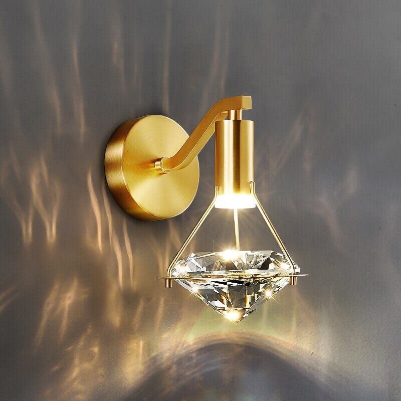 Metal frame texture on crystal wall light