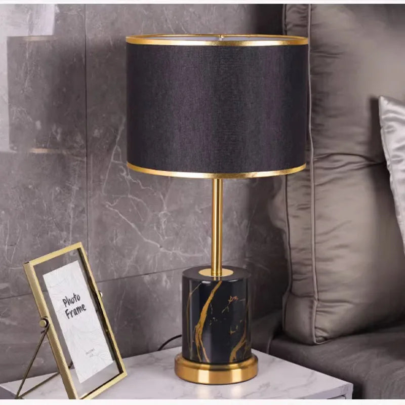 Fabric desk lamp touch on/off switch detail