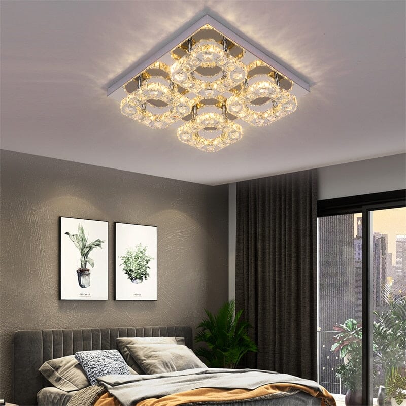 stainless steel and crystal pendant light