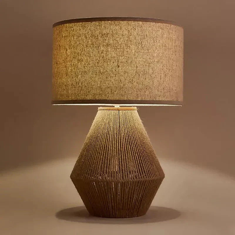Cloth and metal table lamp for desk use