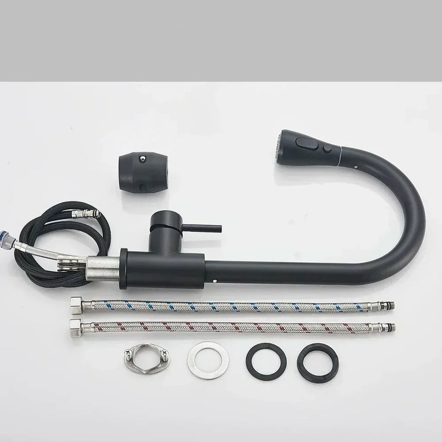 Modern black finish kitchen faucet for sinks