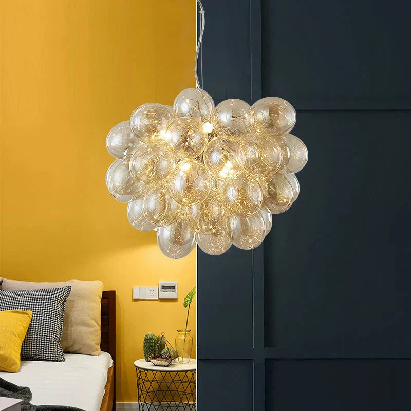 Liora Chandelier - Iron and Glass Construction with Plated Finish