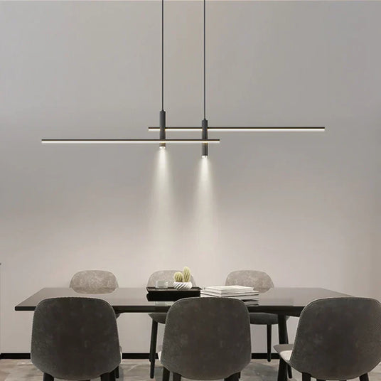 Nordic Slim Linear Pendant Light with Warm LED Glow | OroDwell