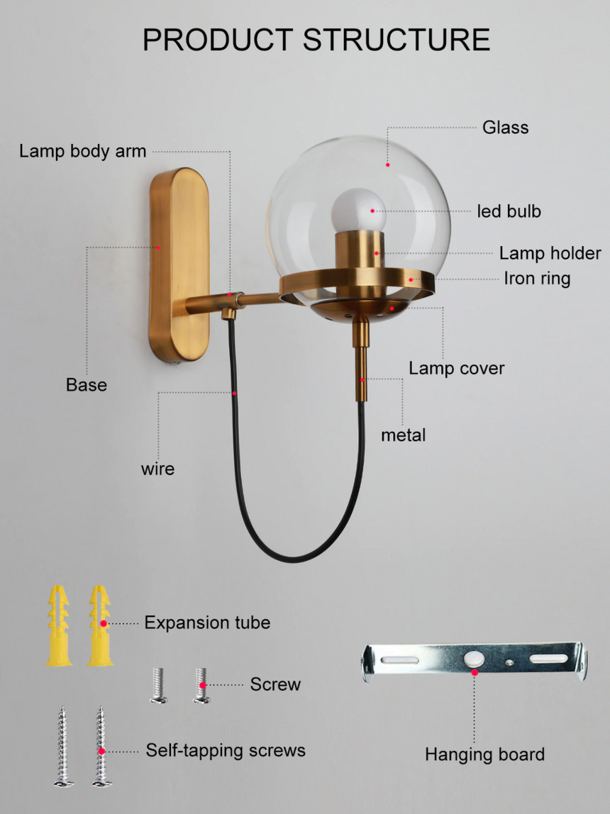 Entryway light fixture with glass globe