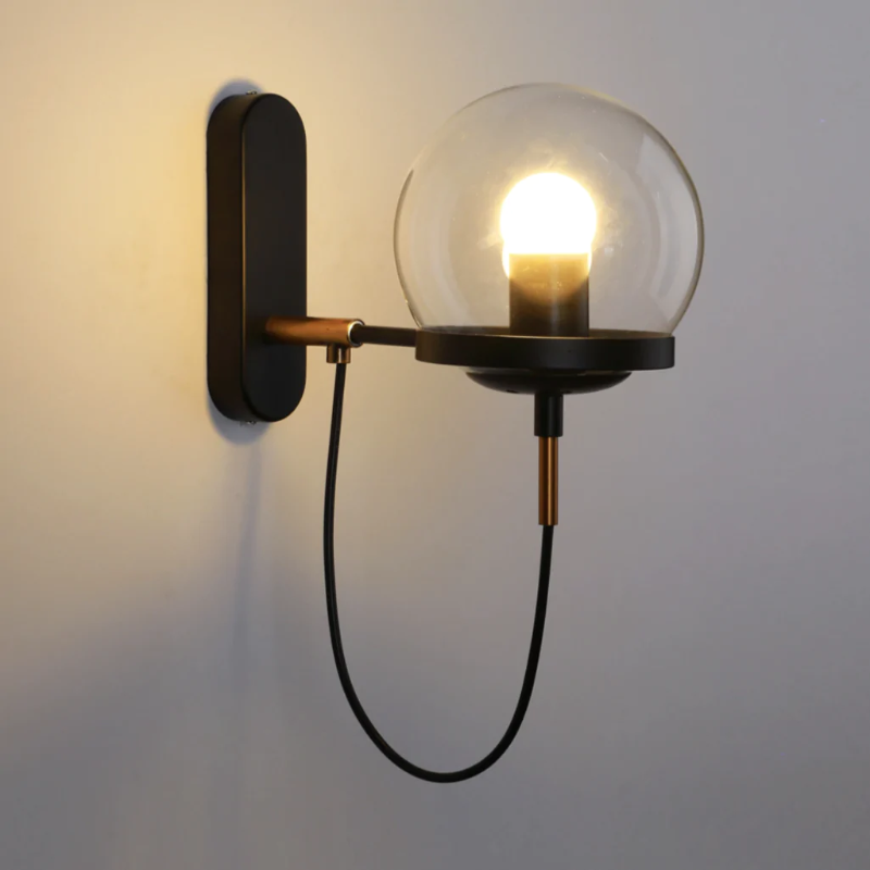 Glass globe close-up on wall sconce