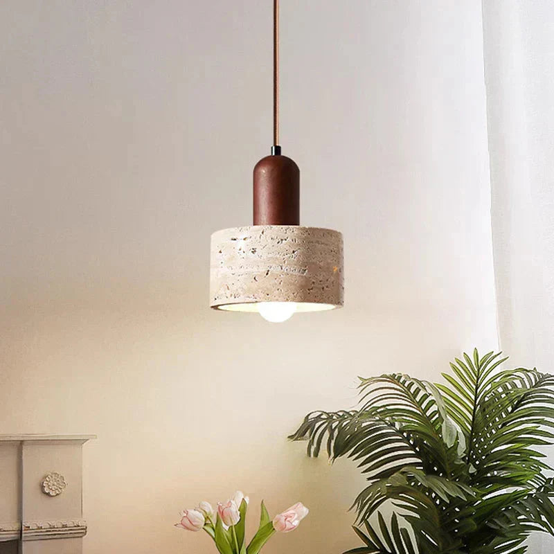 Aurora Travertine Ceiling Pendant Light in Yellow Marble