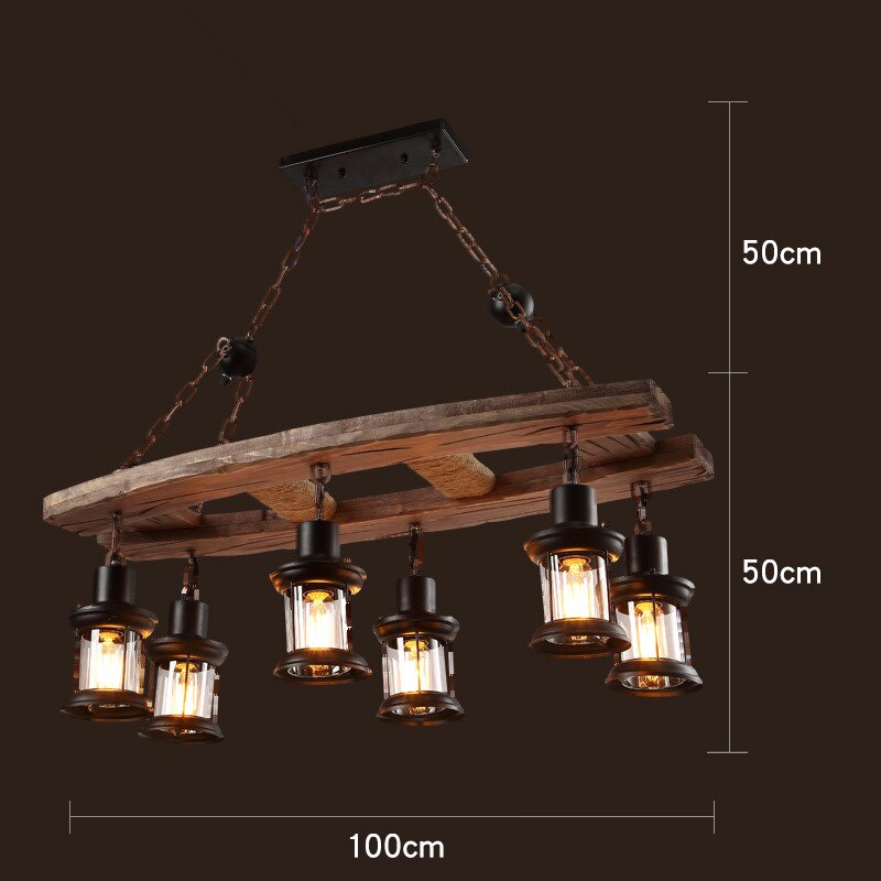 Industrial Wood Ceiling Light for Dining Room Ambiance