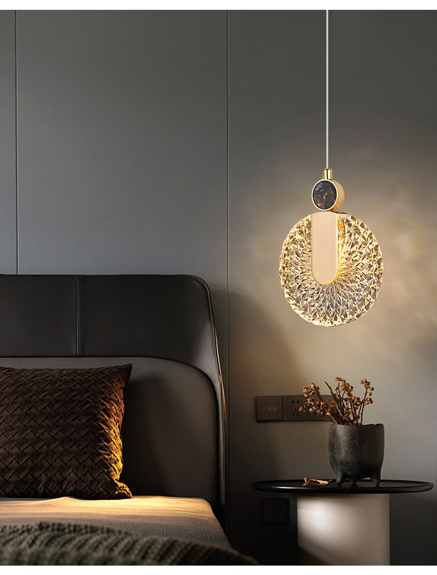 Gold Crystal Pendant Light Black Lampshade Color Option - OpalDwell