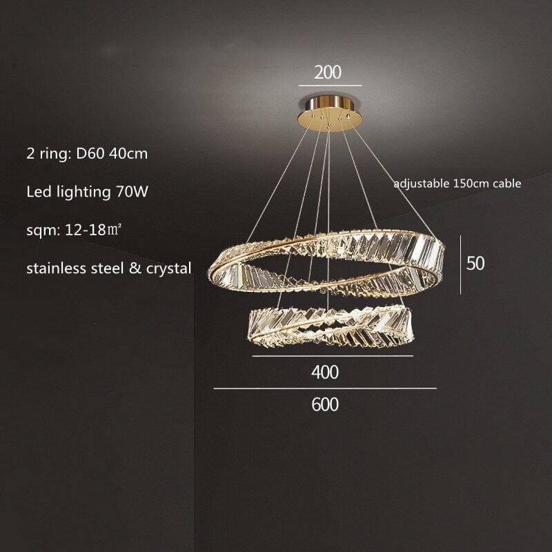 Crystal Ring Chandelier for Bedroom and Living Room