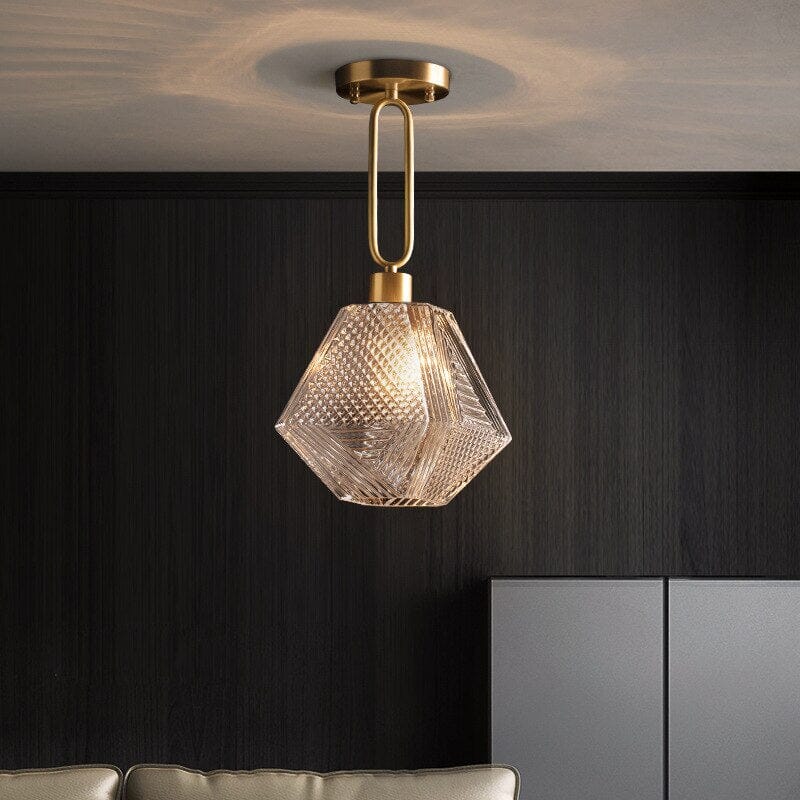 Glass Pendant Light Installed in Entryway Setting