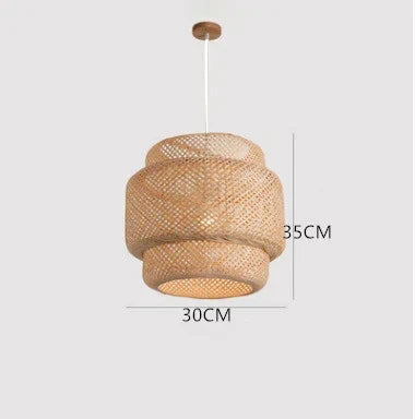 Warm ambient bamboo lighting for dining room