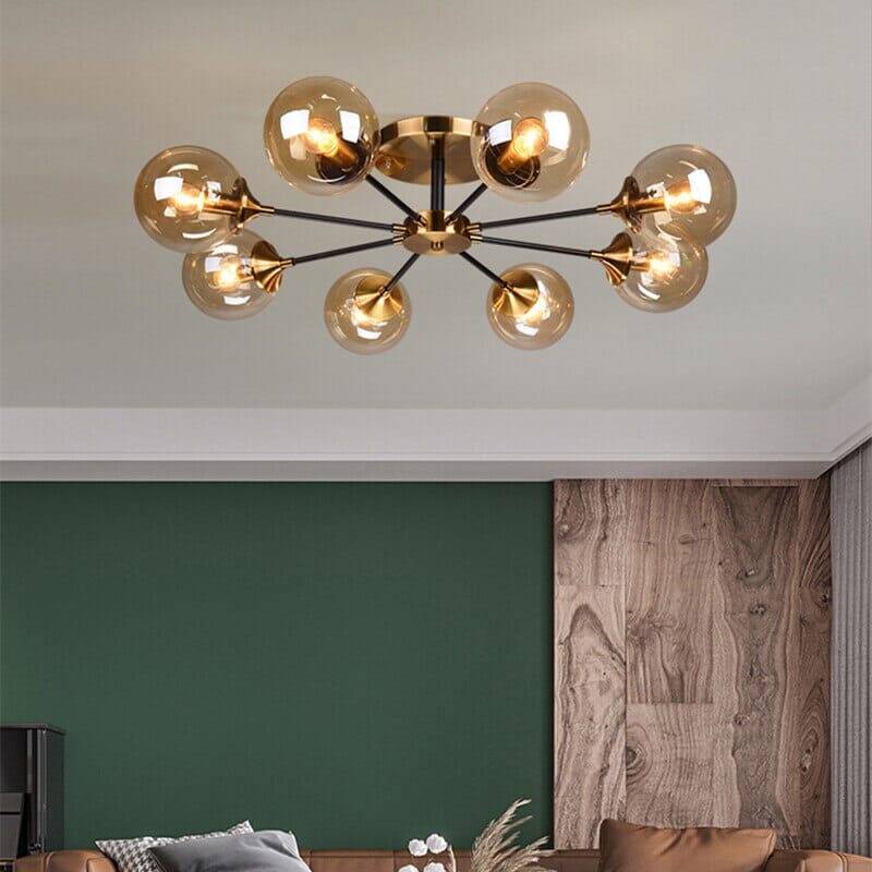 Glass Globe Chandelier in Jade for Contemporary Interiors