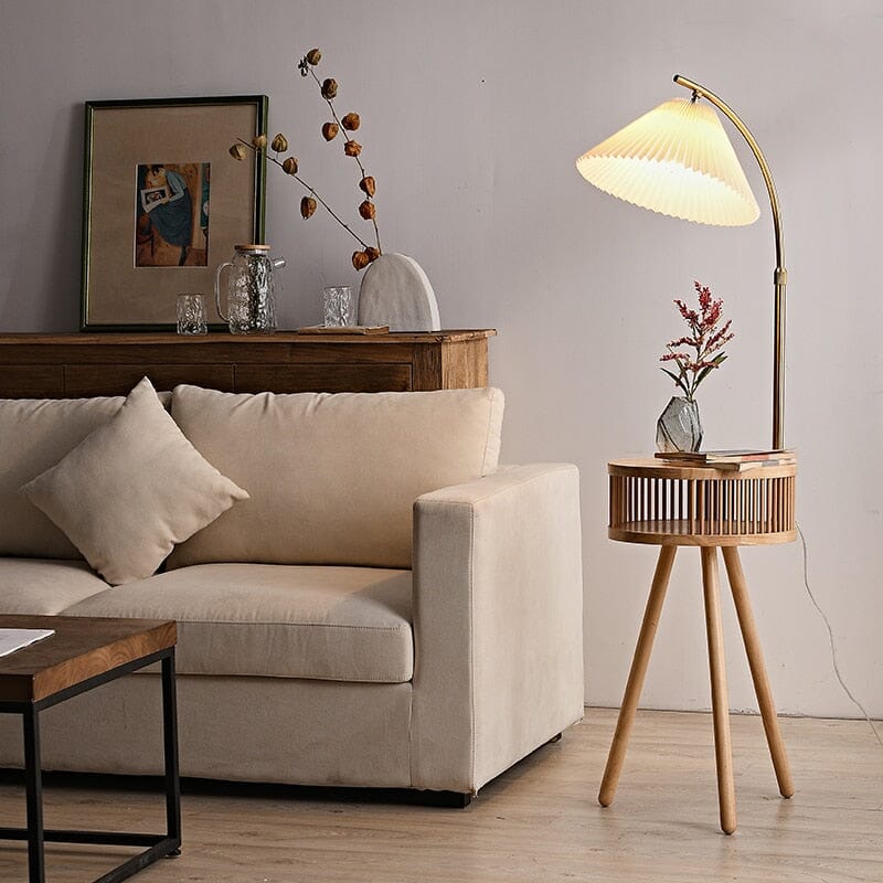 Wood Floor Lamp Bedside Lifestyle Setting