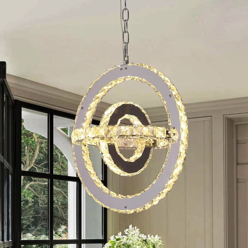 Marisol crystal ring chandelier side angle view