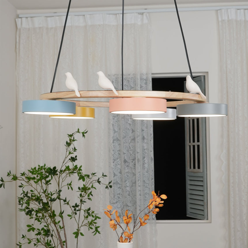 Metal Chandelier Bird Inspired Silhouette