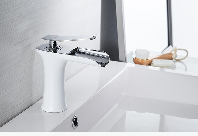 Brass waterfall bathroom faucet for modern bathroom decor