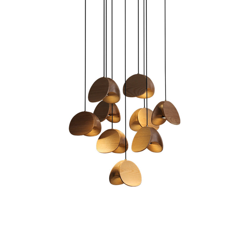 Wood Pendant Light Leaf Silhouette Detail View - OroDwell