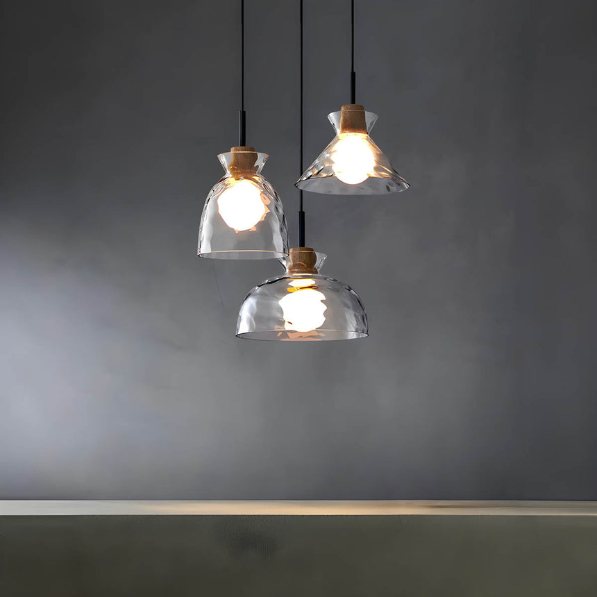 Glass Chandelier Three-Lampshade Configuration View - OroDwell