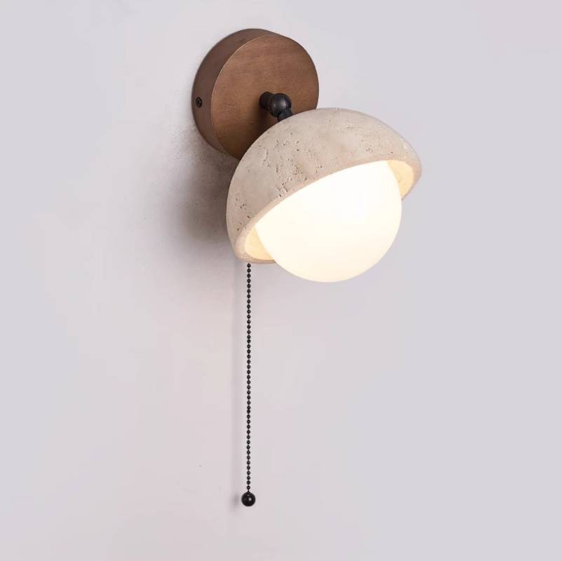 Globe Wall Lamp Beige Finish Detail OpalDwell