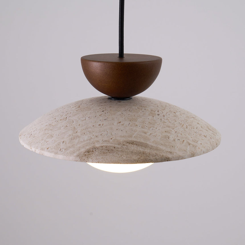 Circular Travertine Pendant Light Fixture