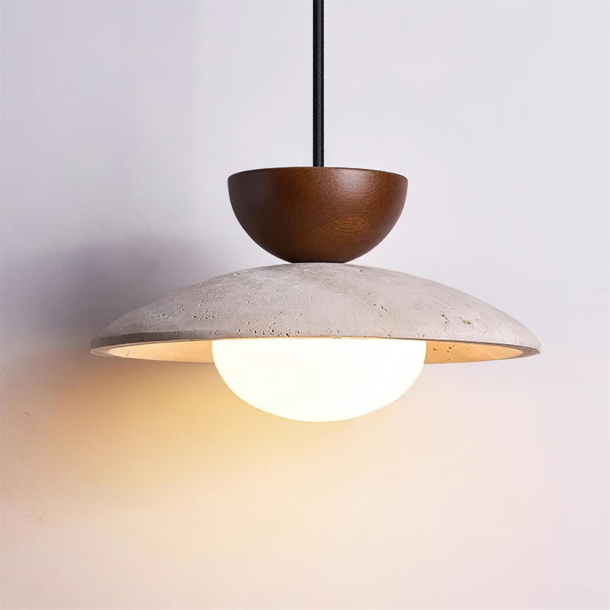 Natural Travertine Pendant Light Warm Ambient Glow