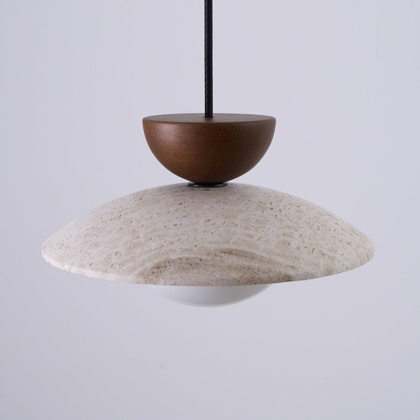 Natural Travertine Pendant Light Warm Ambient Glow