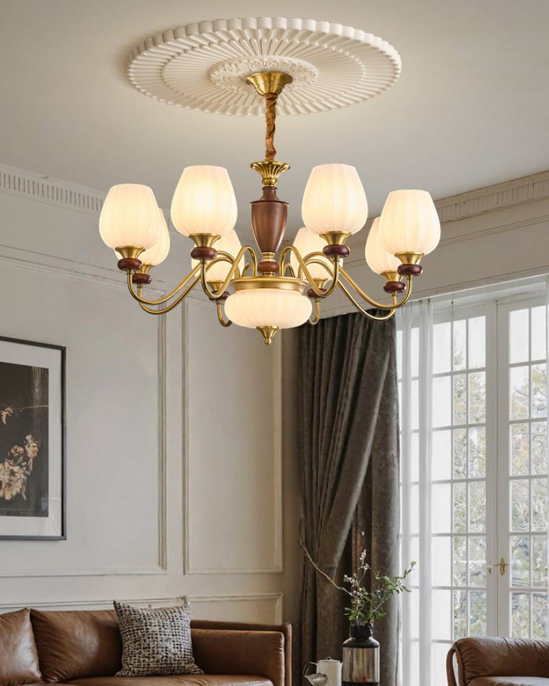 Chandelier Installed Overhead View OpalDwell