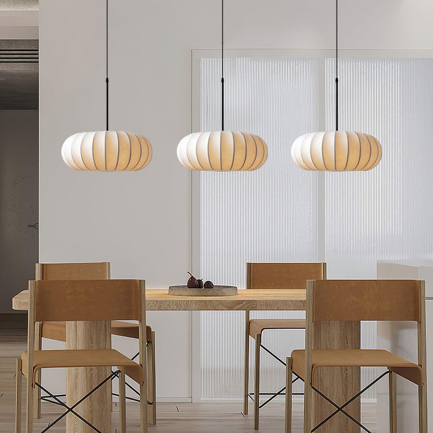 Wabi-sabi pendant light with natural textures