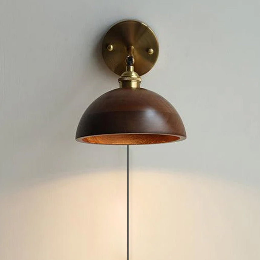Aureo Vintage-Style Wood Wall Lamp overall product view - OpalDwell