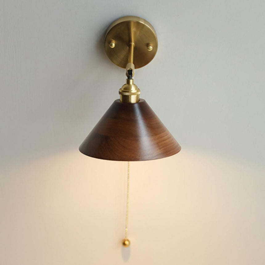 Aureo Vintage-Style Wood Wall Lamp dimensions size view - OpalDwell